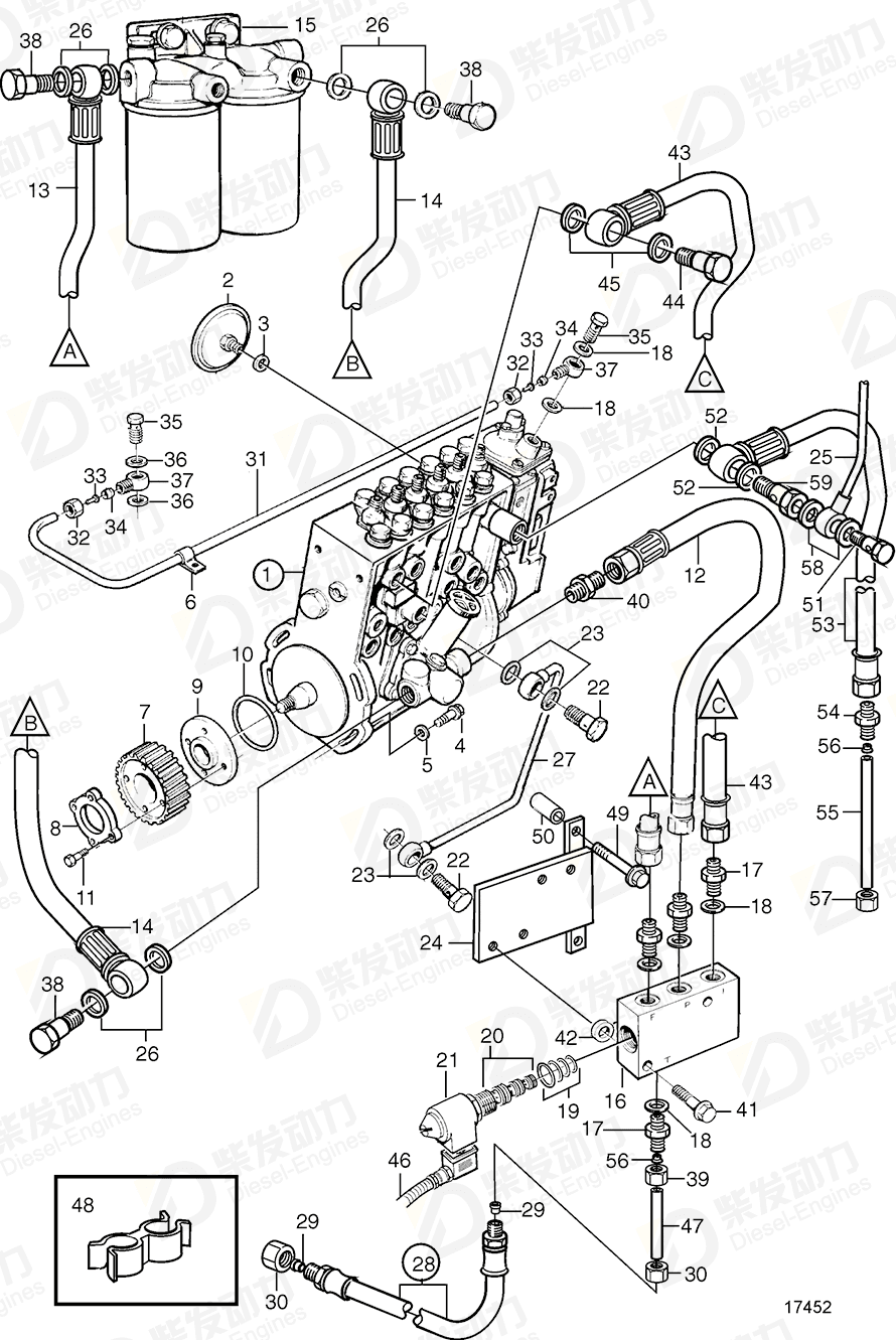 VOLVO Hose 3827019 Drawing